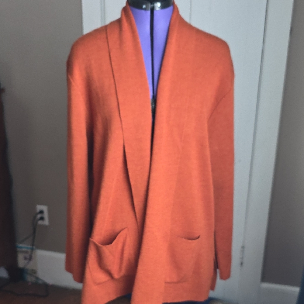 Women's Orange Open Front Sweater